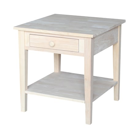 International Concepts Rectangle Spencer End Table, 24 W, 24 L, 25 in H, Wood, Unfinished OT-8E